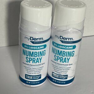 2 Pack MyDerm Numbing Spray Maximum Strength 4.5 OZ Each